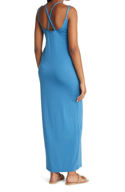 Shop Emilia George Bella Cutout Maternity Maxi Dress In Blue
