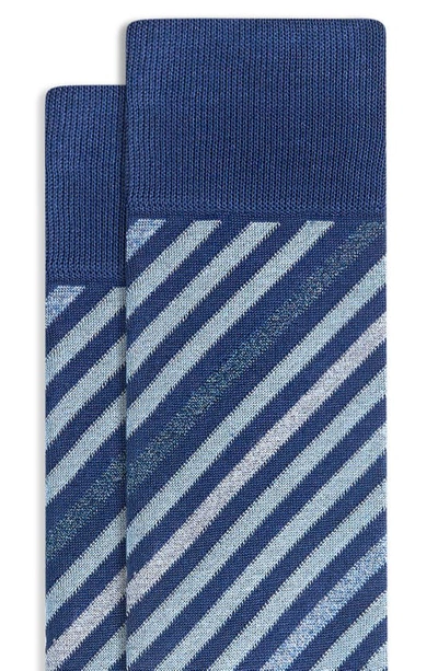 Shop Bugatchi Stripe Dress Socks In Slate