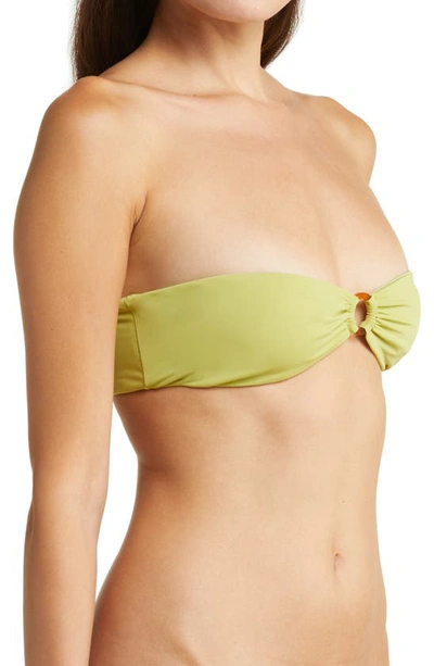 House Of Cb Medea Bandeau Stretch-woven Bikini Top In Olive