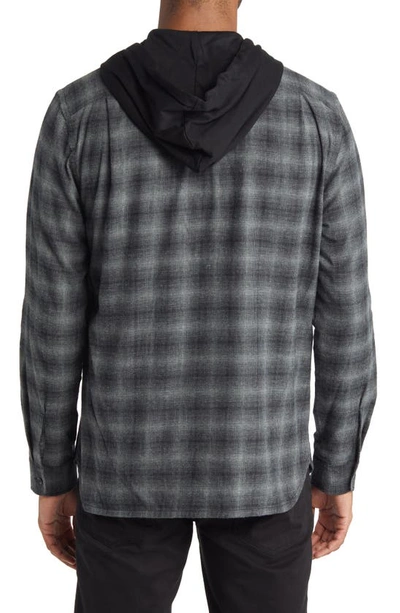 Shop Vince Tonal Shadow Plaid Hoodie In Heather Grey