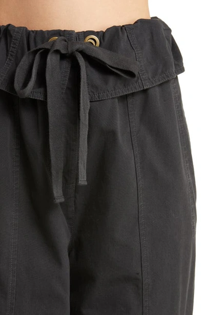 Shop Ulla Johnson Alden Foldover Drawstring Cotton Pants In Noir