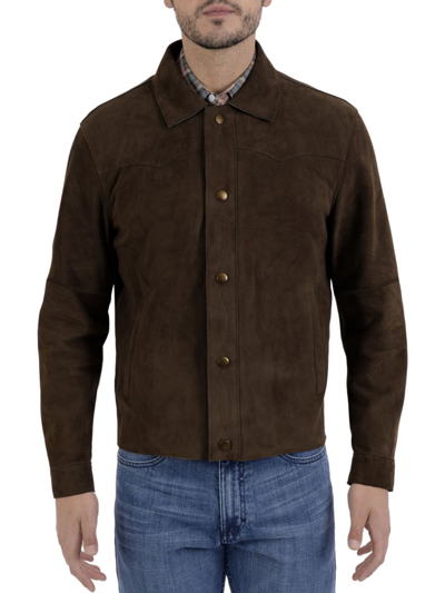 Shop Frye Men's Taupe Goat Suede Snap Shacket In Chocolate