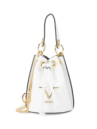 Shop V Italia Women's Registered Trademark Of Versace 19.69 Leather Mini Bucket Bag In White