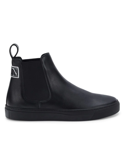 Shop Valentino Men's Beatle Leather Chelsea Boots In Black White