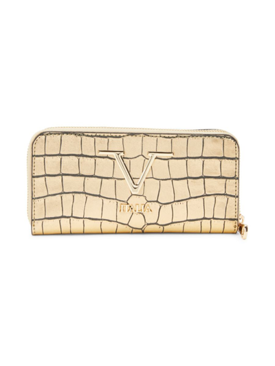 Shop V Italia Women's Registered Trademark Of Versace 19.69 Leather Zip Around Wallet In Gold