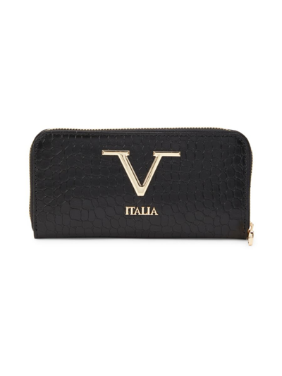V Italia Women's Registered Trademark Of Versace 19.69 Leather Zip Around  Wallet In Black Croc | ModeSens