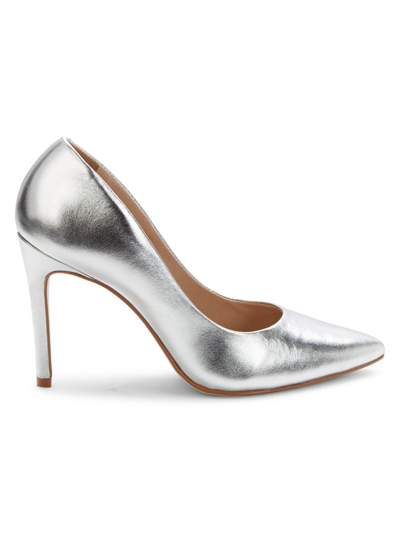 Shop Saks Fifth Avenue Women's Stiletto Pumps In Silver Metallic