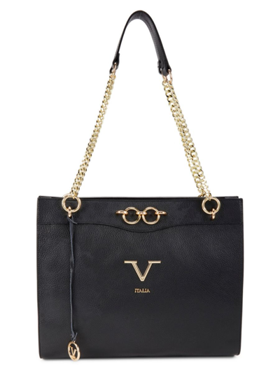 Shop V Italia Women's Registered Trademark Of Versace 19.69 Leather & Chain Tote In Black