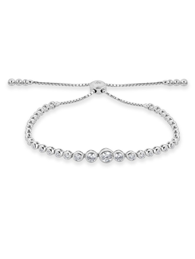 Shop Saks Fifth Avenue Women's Diamond Fringe Diamond And 14k White Gold Adjustable Bolo Bracelet