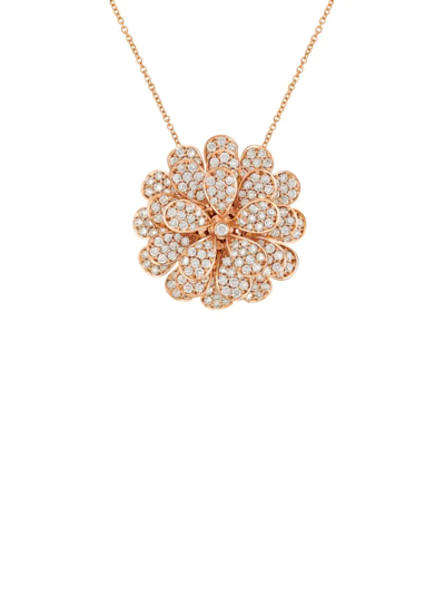 Shop Hueb Women's Secret Garden 18k Rose Gold & 3.38 Tcw Diamond Flower Pendant Necklace
