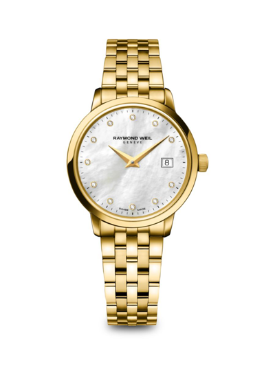 Shop Raymond Weil Women's Toccata Goldplated Stainless Steel & Diamond Bracelet Watch In Yellow