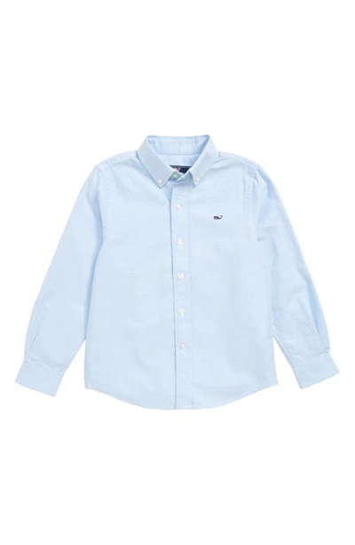 Shop Vineyard Vines Kids' Button-down Stretch Cotton Oxford Shirt In Ocean Breeze