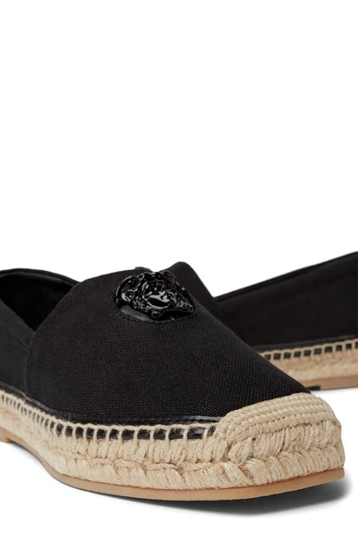 Shop Versace Medusa Head Espadrille Flat In Nero