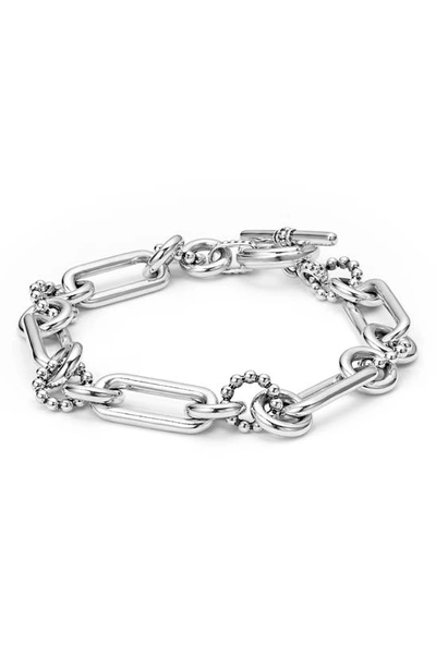 Shop Lagos Signature Caviar Link Bracelet In Silver