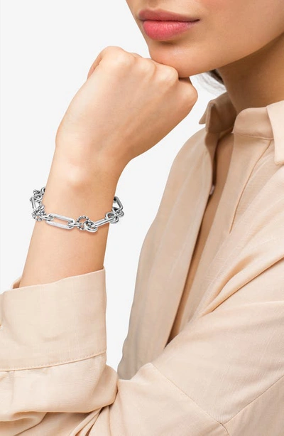 Shop Lagos Signature Caviar Link Bracelet In Silver