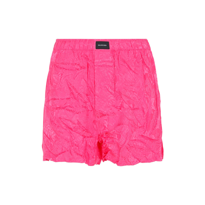 Shop Balenciaga Pyjama Shorts Pants In Pink &amp; Purple