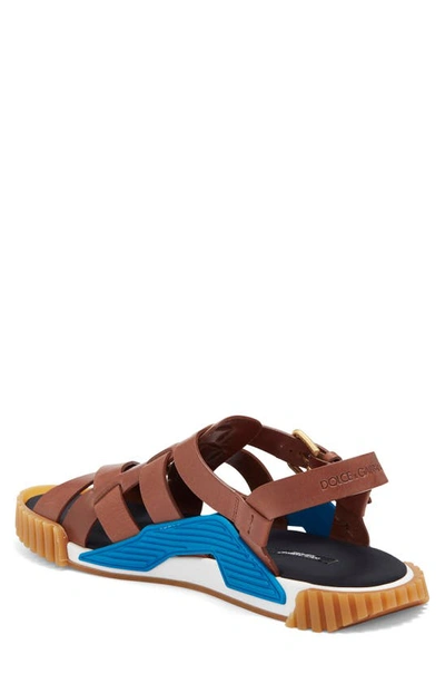Shop Dolce & Gabbana Platform Fashion Sandal In Brown/ Blue