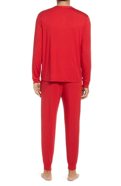 Shop Eberjey Henry Jersey Knit Pajamas In Haute Red