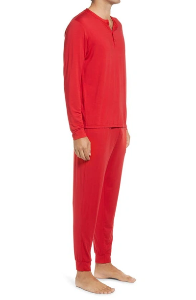 Shop Eberjey Henry Jersey Knit Pajamas In Haute Red