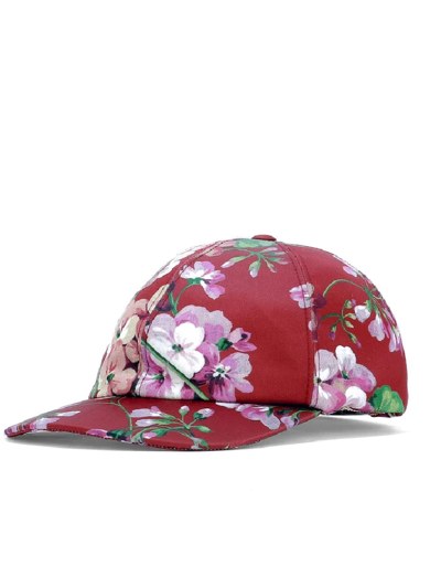Shop Gucci Blooms Red Silk Baseball Cap