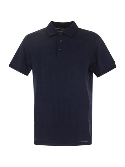 Shop Brioni Navy Blue Polo Shirt