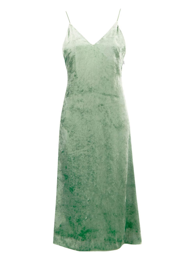 Shop Jil Sander Washed Velvet Dress In Green