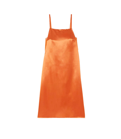 Shop Loewe Satin Slip Dress In Orange