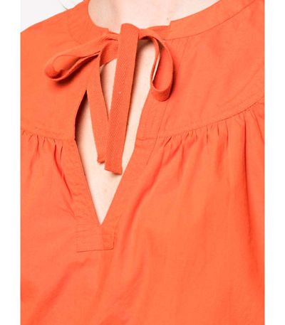 Shop Ulla Johnson Delaney Cotton-poplin Blouse In Orange