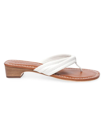 Shop Bernardo Women's Miami Leather Demi-wedge Thong Sandals In White