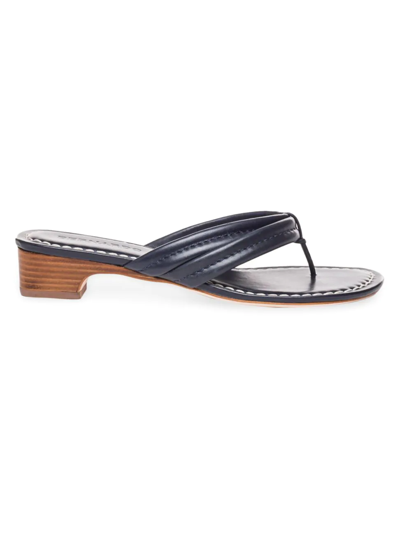 Shop Bernardo Women's Miami Leather Demi-wedge Thong Sandals In Navy