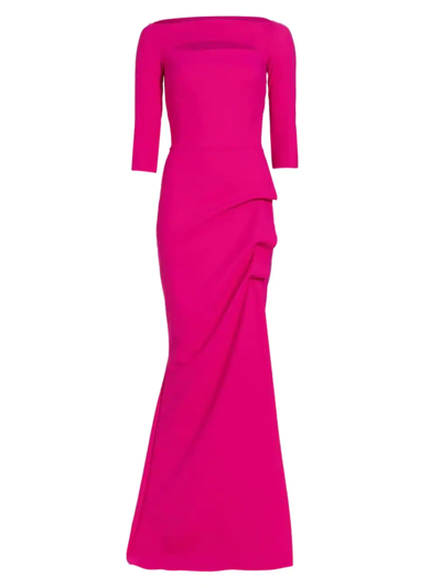 Shop Chiara Boni La Petite Robe Women's Kate Slit-detail Boatneck Gown In Magenta