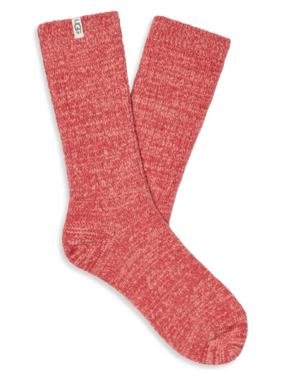 Shop Ugg Women's Rib-knit Slouchy Crew Socks In Salmon Pink Flamenco