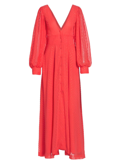 Shop Kimberly Goldson Women's Lesli Jacquard Maxi Dress In Coral Gold