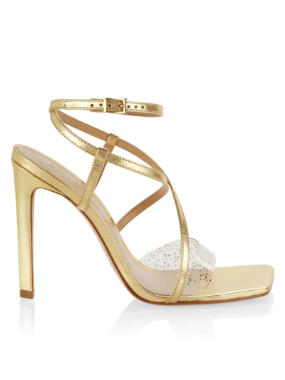 Shop Schutz Women's Aisha Metallic Leather Strappy Sandals In Gold