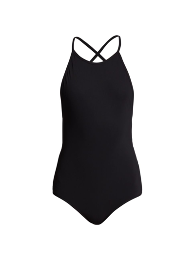 Shop Totême Women's High Neck One-piece Swimsuit In Black