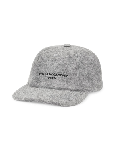 Shop Stella Mccartney Women's Embroidered Logo Felt Baseball Cap In Grey