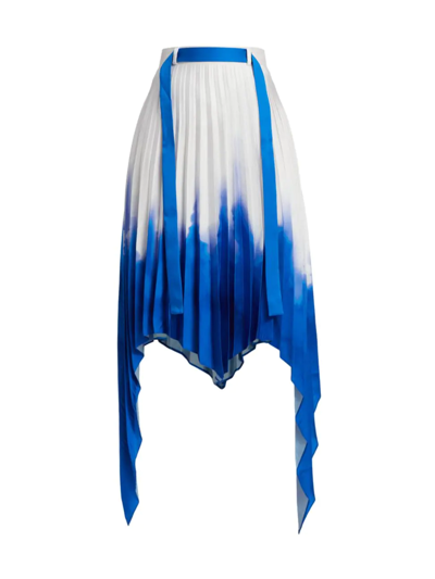 Shop Az Factory Women's Asymmetric Pleated Skirt In White Blue