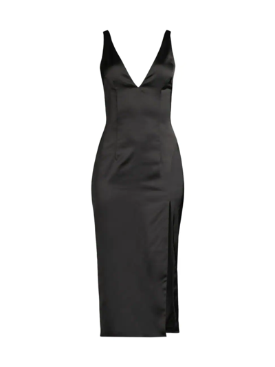 Shop Katie May Women's Sleeveless Satin Midi-dress In Black