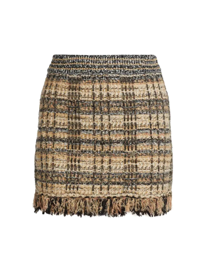 Shop Loveshackfancy Women's Balsam Fringed Tweed Mini Skirt In Noir