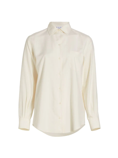 Shop Loro Piana Women's Cam. Neo Andre' Silk Shirt In White