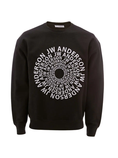 Shop Jw Anderson Men's Swirl Logo Sweatshirt In Black