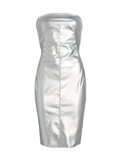 Shop Rick Owens Women's Cotton-blend Strapless Bustier Dress In Aluminium