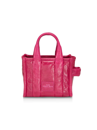Shop Marc Jacobs Women's The Shiny Crinkle Micro Tote Bag In Magenta