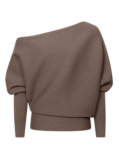 Shop Reiss Women's Lorna Rib-knit One-shoulder Sweater In Mink