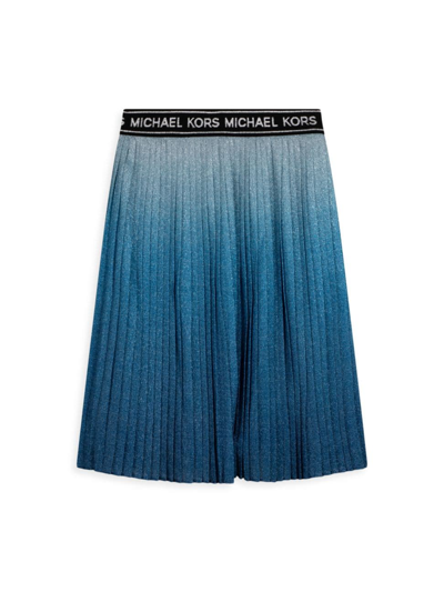 Shop Michael Michael Kors Little Girl's & Girl's Ombré Printed Pleated Skirt In Navy