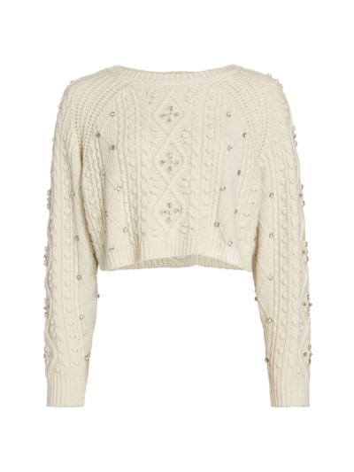 Shop Ba&sh Women's Otello Wool Embellished Cropped Sweater In Ecru
