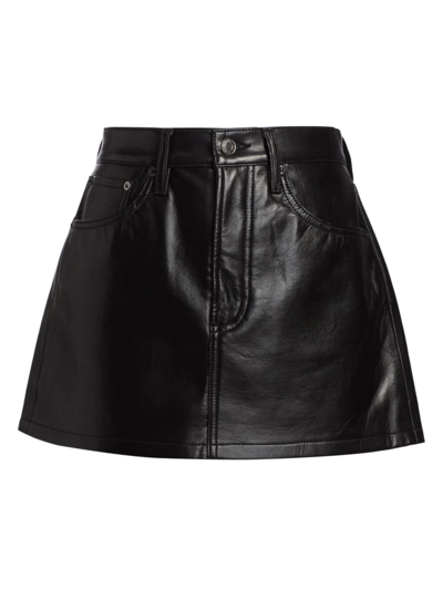 Shop Agolde Women's Liv Leather Mini Skirt In Detox Black