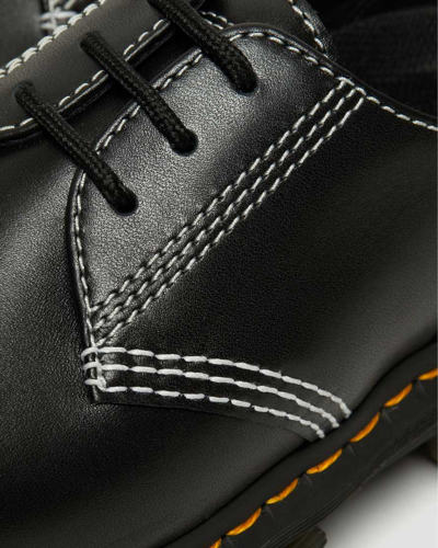 Shop Dr. Martens' Audrick White Stitch Leather Platform Shoes In Schwarz