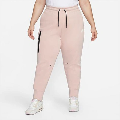 Shop Nike Women's Sportswear Tech Fleece Jogger Pants (plus Size) In Pink Oxford/white
