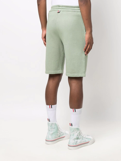 Shop Thom Browne Logo-patch Track Shorts In Green